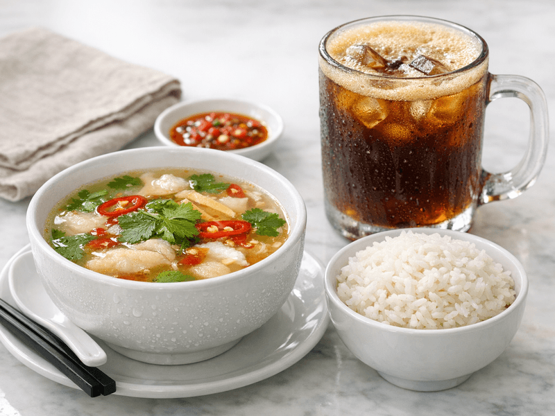 Chinese Fish Fillet Soup with Steamed Rice