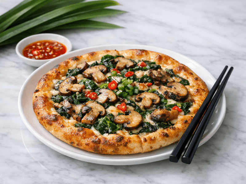 Spinach Mushroom Pizza