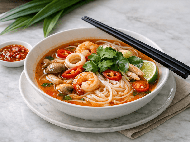 Tom Yum Soup with Rice Noodles