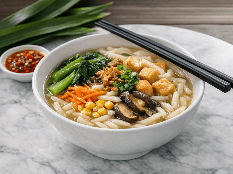 Vegetarian Mee Tai Mak Soup