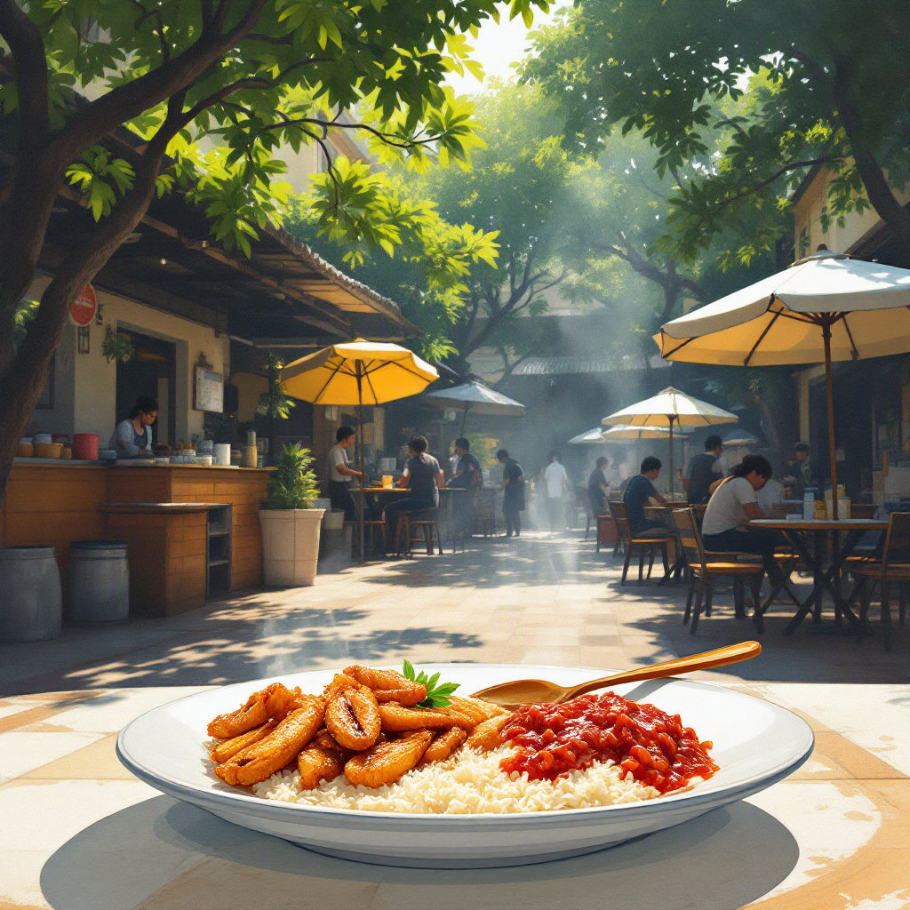 Editorial illustration of Adam Road Food Centre