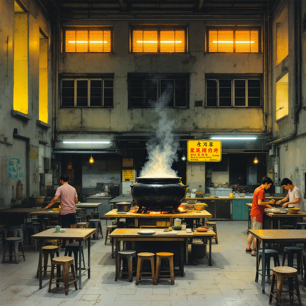 Editorial illustration of Golden Mile Food Centre